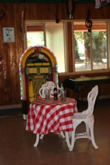 Ice cream parlor table and jukebox