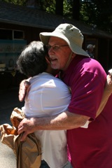 Priscilla (Baclig) Hedgpeth hugging Bob England